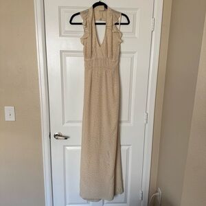 NWOT Hoss Intropia Marfil silk maxi open back dress, size 38/US6